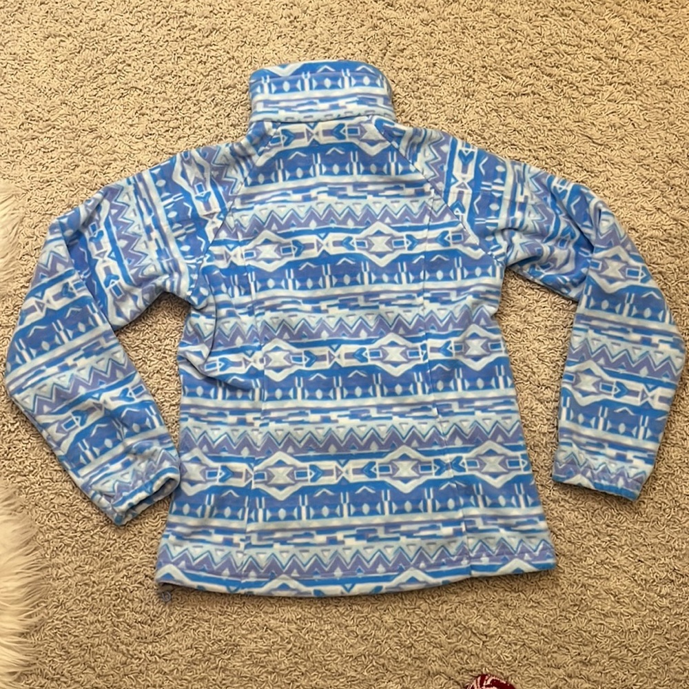 🆕 NWT Columbia blue, purple & white pattern full zip jacket in size small - Picture 7 of 12